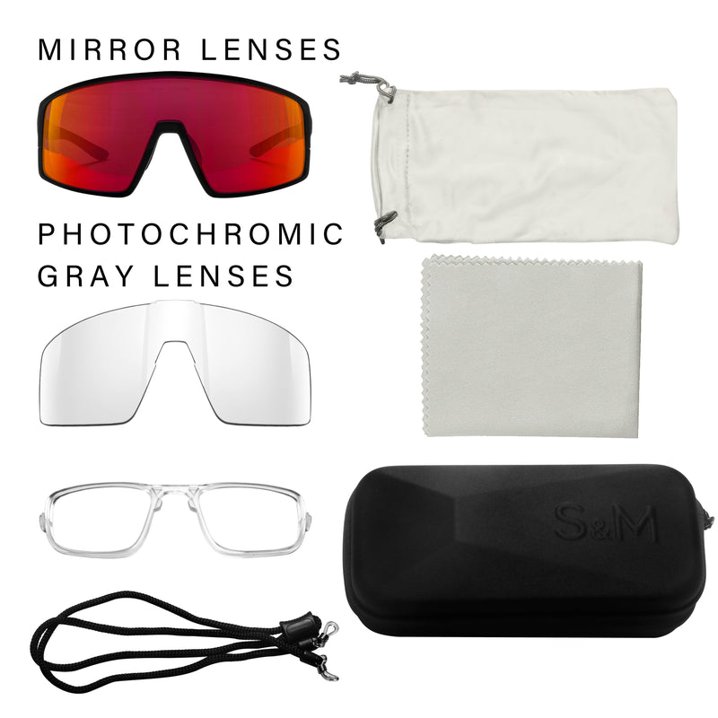 Julien Rectangle Acetate Photochromic Prescription Cycling Sport Sunglasses Kit