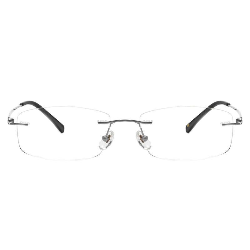 Landyn Rectangle Titanium Rimless Glasses