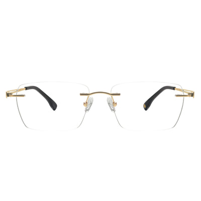Curtis Rectangle Titanium Rimless Glasses